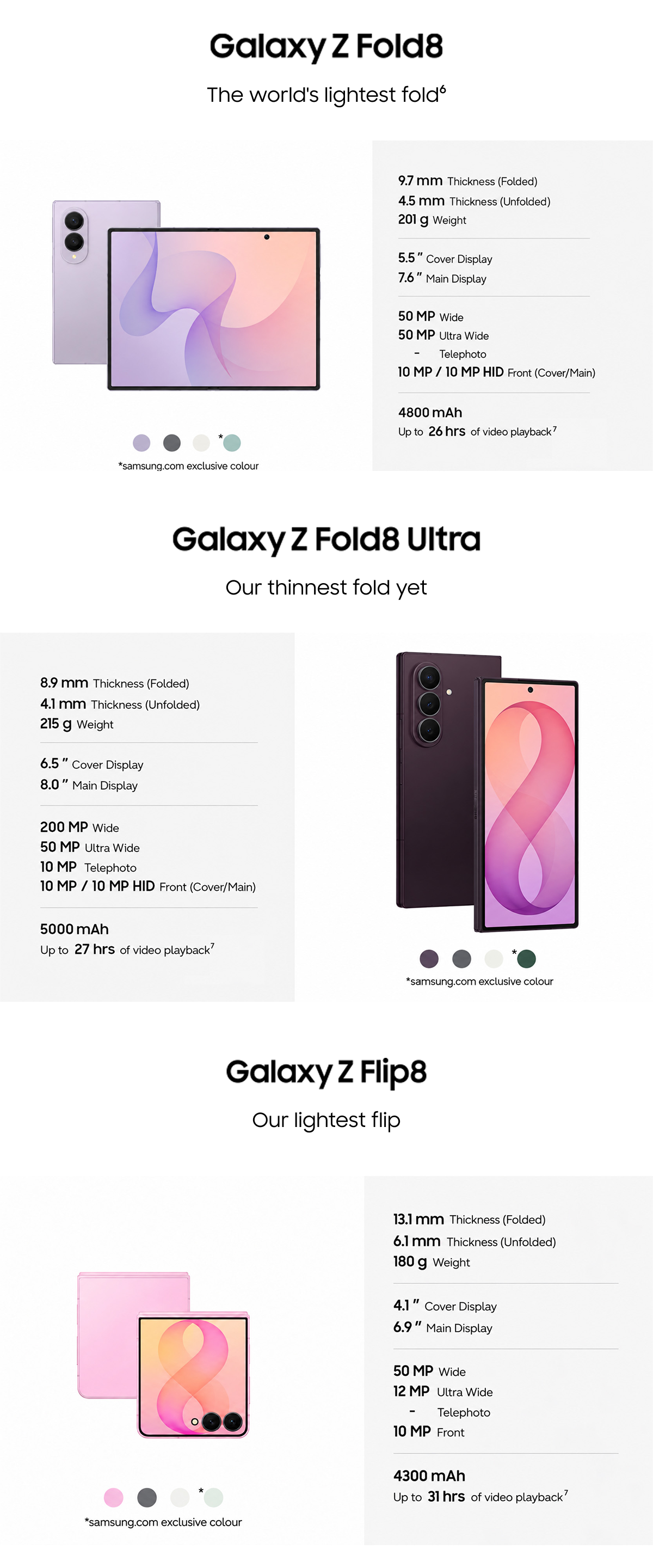 Galaxy Z Fold8 | Galaxy Z Fold8 Ultra | Galaxy Z Flip8